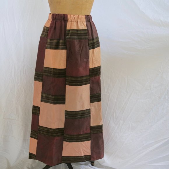 vtg MR HANK Velvet Moire Prairie Patchwork Maxi Skirt Hippie Gypsy Boho S/M EUC - Picture 7 of 10